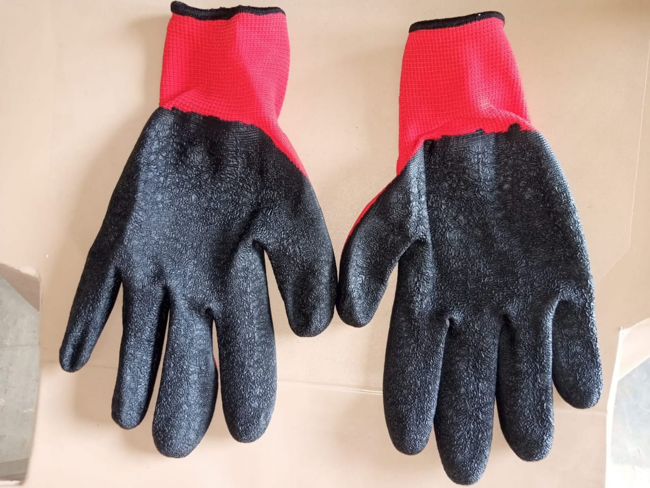 Red and Black Work Gloves